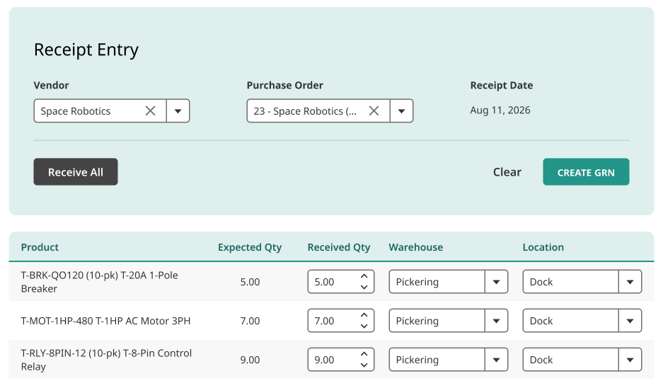 Match Received Goods and Update Inventory Automatically
